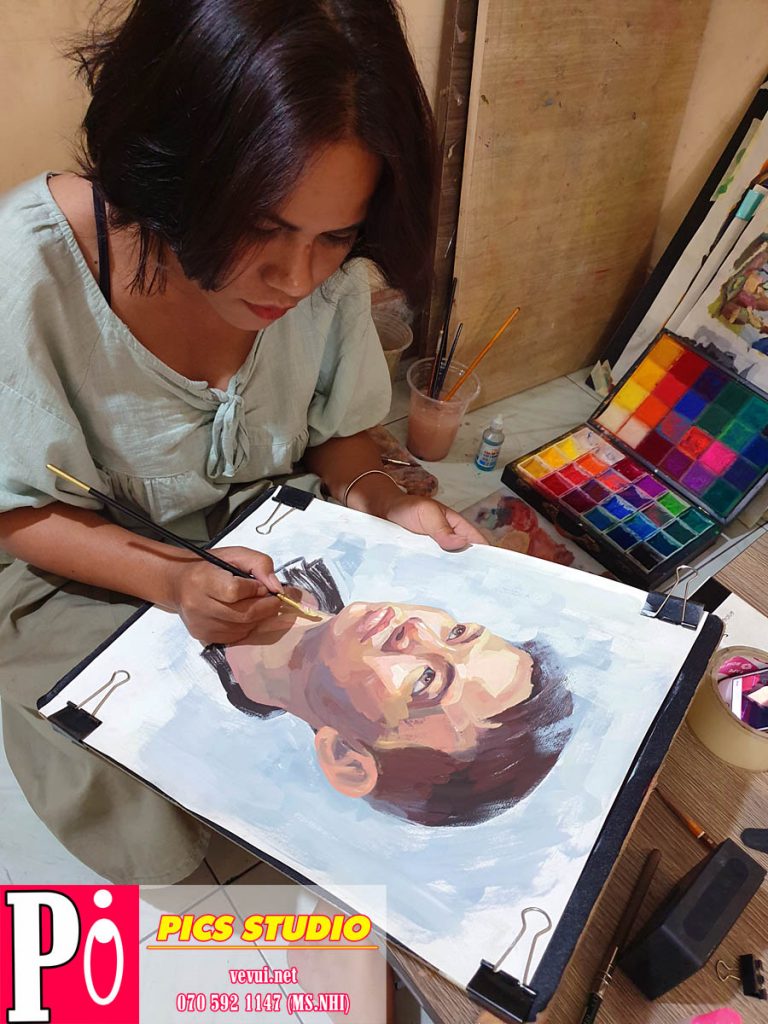 chân dung màu bột thiên nữ băng nhi