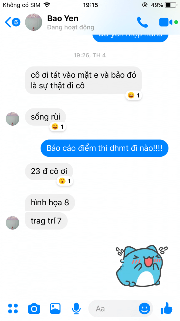 HỌC TRÒ BẢO YẾN BÁO ĐIỂM CHO PICS 2019
